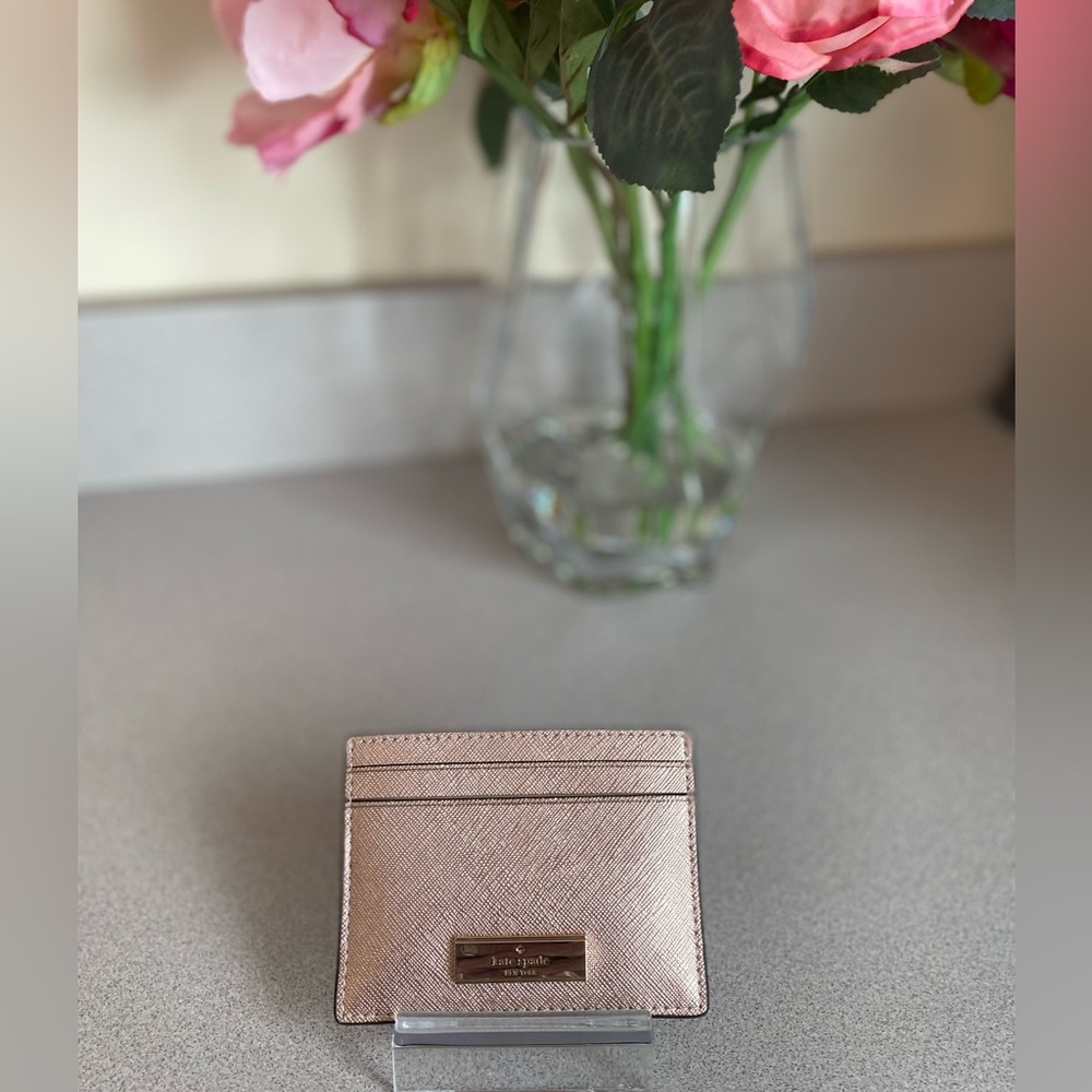 Kate Spade Kenzie Limited Edition Metallic RoseGold Slim Card Holder